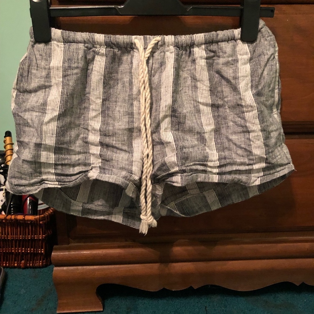 Grey white and light blue striped shorts!